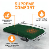 ACELETIQS Heated Stadium Seats for Bleachers with Back Support – USB Battery Included - Upgraded 3 Levels of Heat - Foldable Chair - 4 Pockets for Snacks, Cup Holder - for Camping, Games & Sports