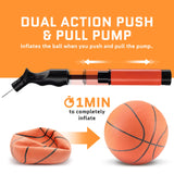 Ball Pump for Sports Balls – Hand Pump – Basketball, Soccer Ball, Volleyball & Football Inflator – Push & Pull System for Quick Inflation – Includes 5 Needle Set
