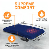 ACELETIQS Heated Stadium Seats for Bleachers with Back Support – USB Battery Included - Upgraded 3 Levels of Heat - Foldable Chair - 4 Pockets for Snacks, Cup Holder - for Camping, Games & Sports