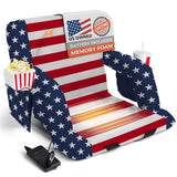 ACELETIQS Heated Stadium Seats for Bleachers with Back Support – USB Battery Included - Upgraded 3 Levels of Heat - Foldable Chair - 4 Pockets for Snacks, Cup Holder - for Camping, Games & Sports