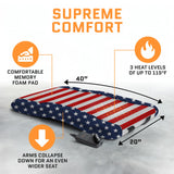 ACELETIQS Heated Stadium Seats for Bleachers with Back Support – USB Battery Included - Upgraded 3 Levels of Heat - Foldable Chair - 4 Pockets for Snacks, Cup Holder - for Camping, Games & Sports