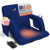 ACELETIQS Heated Stadium Seats for Bleachers with Back Support – USB Battery Included - Upgraded 3 Levels of Heat - Foldable Chair - 4 Pockets for Snacks, Cup Holder - for Camping, Games & Sports