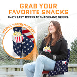 ACELETIQS Heated Stadium Seats for Bleachers with Back Support – USB Battery Included - Upgraded 3 Levels of Heat - Foldable Chair - 4 Pockets for Snacks, Cup Holder - for Camping, Games & Sports