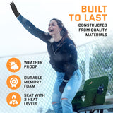 ACELETIQS Heated Stadium Seats for Bleachers with Back Support – USB Battery Included - Upgraded 3 Levels of Heat - Foldable Chair - 4 Pockets for Snacks, Cup Holder - for Camping, Games & Sports