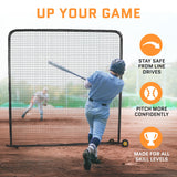 ACELETIQS Heavy Duty Pitcher Protection Baseball Screen (Size 7' W x 7' H) - Multi Purpose Softball & Baseball Pitching Net, Defender XL Pitcher Protection Screen for Batting Cage and On-Field Use
