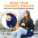 ACELETIQS Heated Stadium Seats for Bleachers with Back Support – USB Battery Included - Upgraded 3 Levels of Heat - Foldable Chair - 4 Pockets for Snacks, Cup Holder - for Camping, Games & Sports