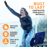 ACELETIQS Heated Stadium Seats for Bleachers with Back Support – USB Battery Included - Upgraded 3 Levels of Heat - Foldable Chair - 4 Pockets for Snacks, Cup Holder - for Camping, Games & Sports