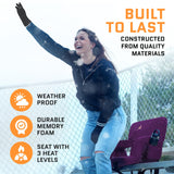 ACELETIQS Heated Stadium Seats for Bleachers with Back Support – USB Battery Included - Upgraded 3 Levels of Heat - Foldable Chair - 4 Pockets for Snacks, Cup Holder - for Camping, Games & Sports