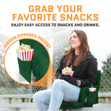 ACELETIQS Heated Stadium Seats for Bleachers with Back Support – USB Battery Included - Upgraded 3 Levels of Heat - Foldable Chair - 4 Pockets for Snacks, Cup Holder - for Camping, Games & Sports