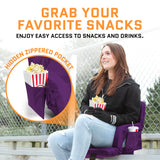 ACELETIQS Heated Stadium Seats for Bleachers with Back Support – USB Battery Included - Upgraded 3 Levels of Heat - Foldable Chair - 4 Pockets for Snacks, Cup Holder - for Camping, Games & Sports