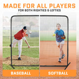ACELETIQS Heavy Duty Pitcher Protection Baseball Screen (Size 7' W x 7' H) - Multi Purpose Softball & Baseball Pitching Net, Defender XL Pitcher Protection Screen for Batting Cage and On-Field Use