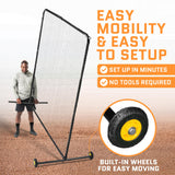 ACELETIQS Heavy Duty Pitcher Protection Baseball Screen (Size 7' W x 7' H) - Multi Purpose Softball & Baseball Pitching Net, Defender XL Pitcher Protection Screen for Batting Cage and On-Field Use